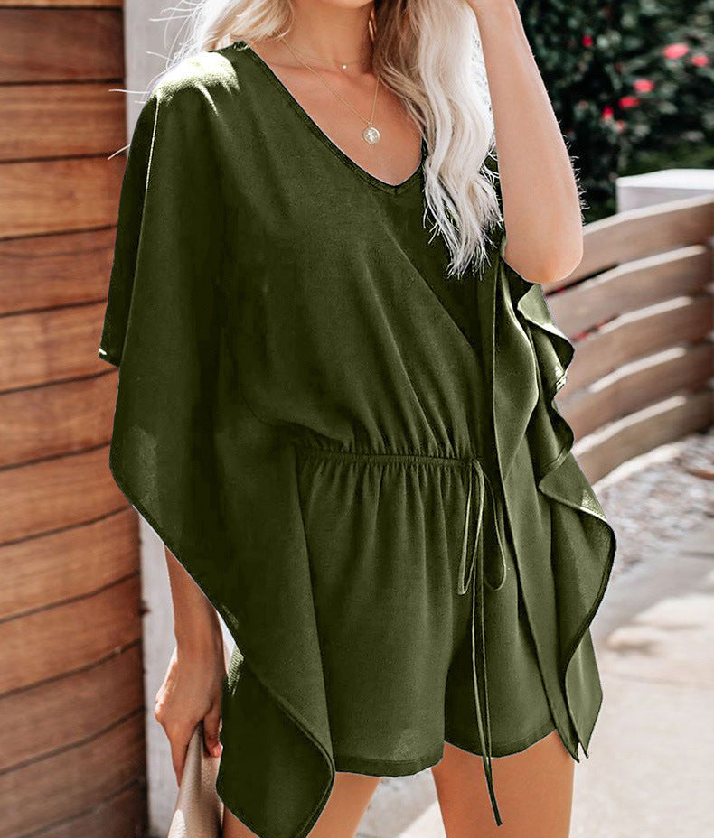 Dame luftigt Kaftan-kjole med elastisk talje Stilla