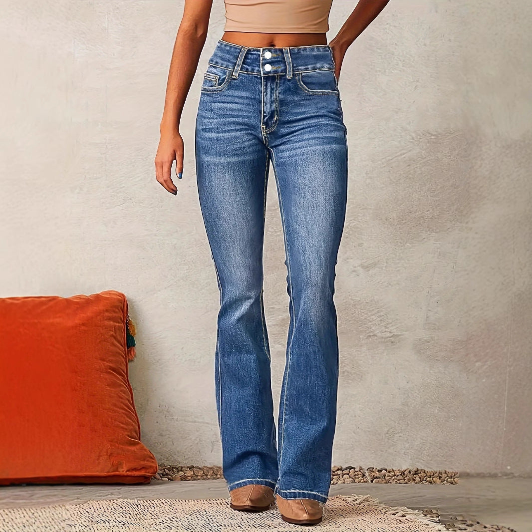 Dame Flared Jeans med høj talje og fleksibel pasform Stilla