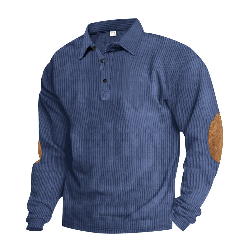 Herrer Langærmet Polo med struktureret design og forstærkede albue-patches Stilla