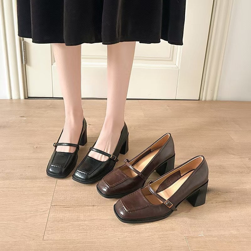 Dame Chunky Blockhæls Mary Jane Pumps med justerbar rem Stilla
