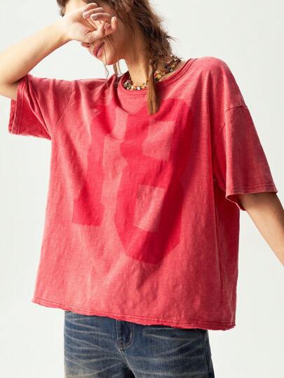 Dame afslappet oversized T-shirt lavet af åndbart materiale Stilla