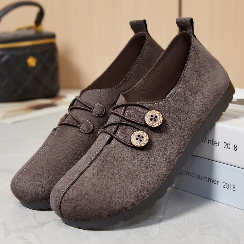 Femme Bekvemme Suede Slippers med Justerbar Lås Stilla