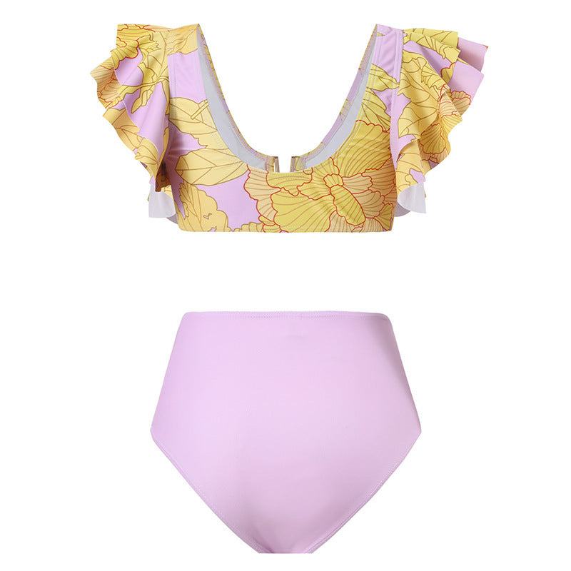 Dame Bikini-sæt med voluminøse ruffle-stropper og højskåret bukser Stilla