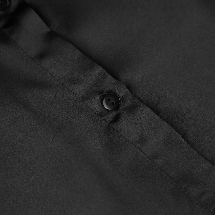 Dame Satin Jumpsuit-Sæt med afslappet elegance og bredt ben Stilla