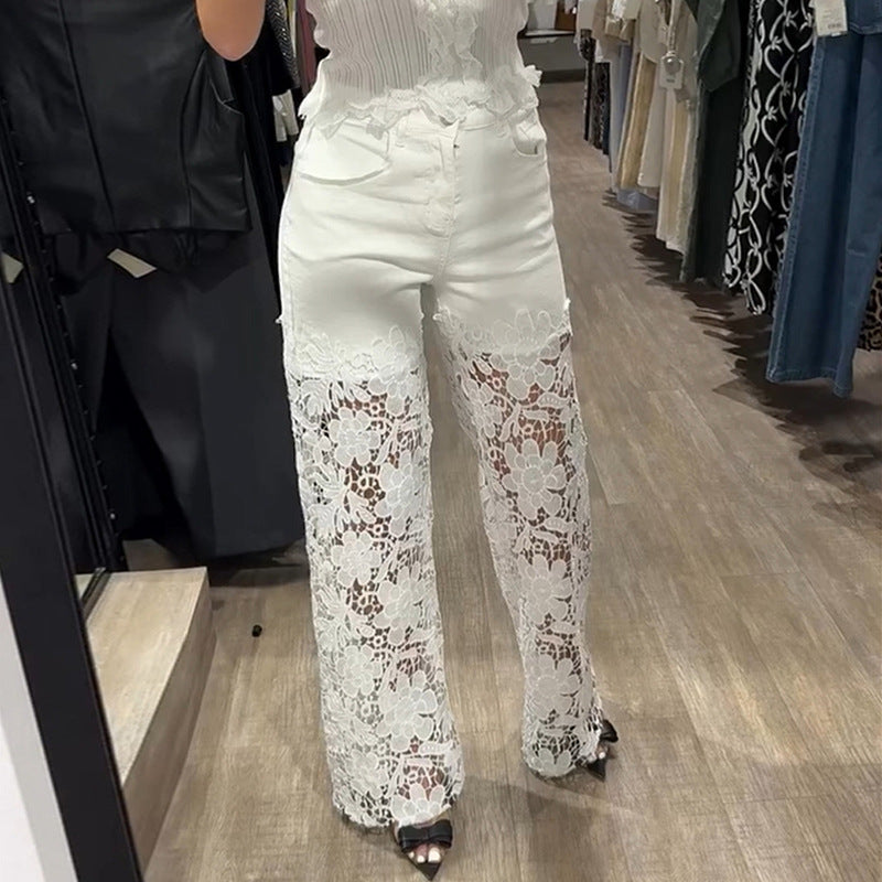 Dame jeans med blomster-spids dekoration Stilla