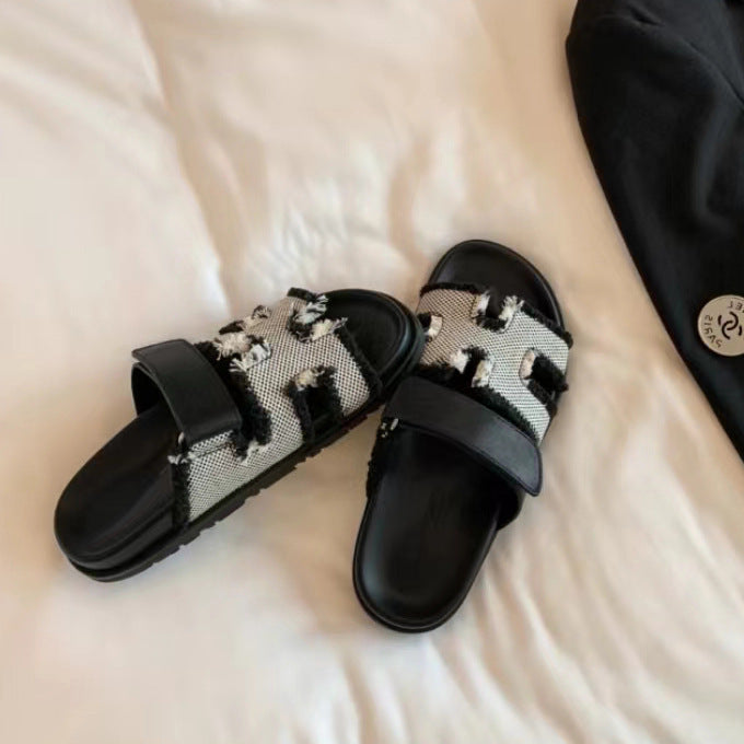 Dame Designer Pantoletter med moderne kryds-design Stilla
