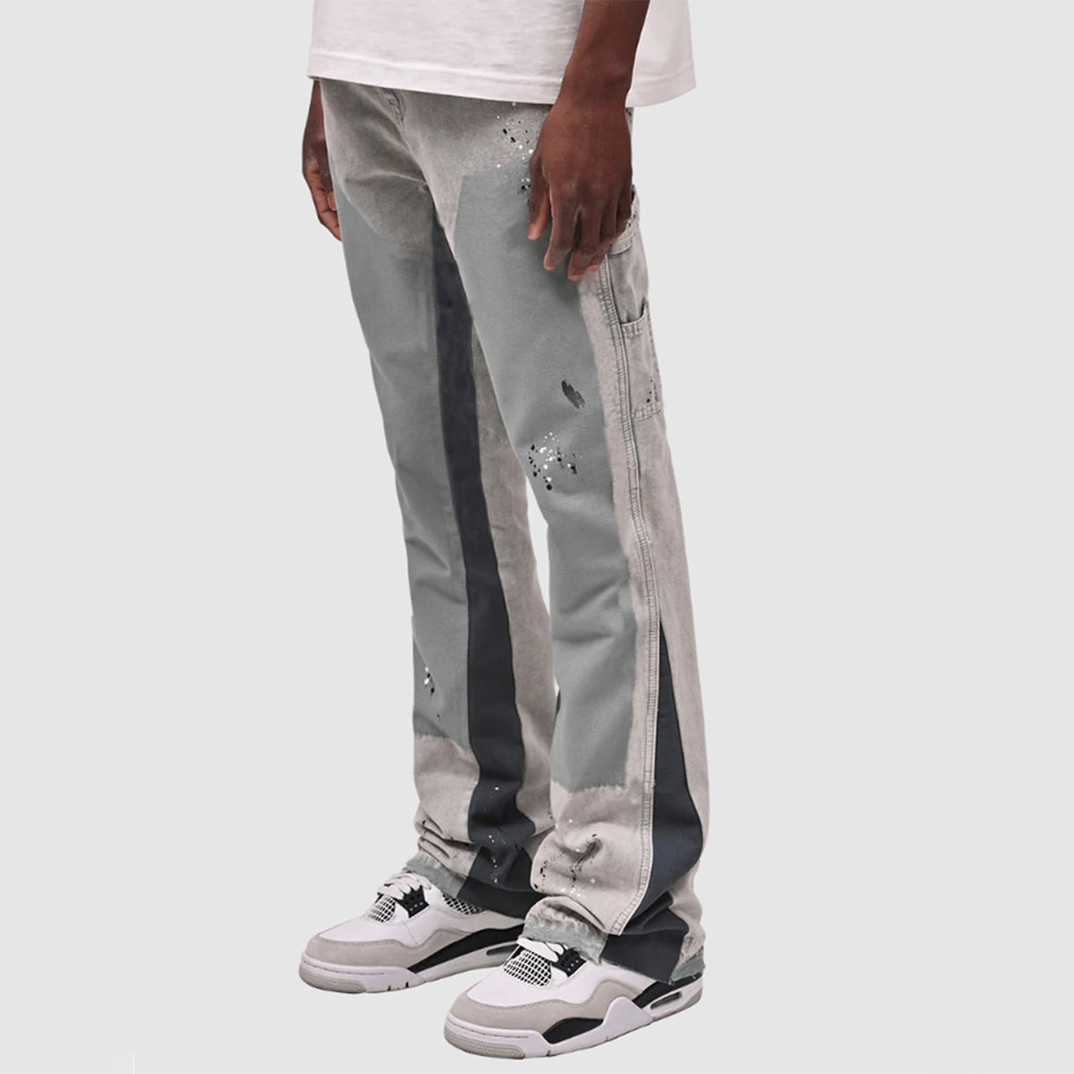 Herre Relaxed Fit Cargo-Jeans med individuelle vaskninger og lommer Stilla