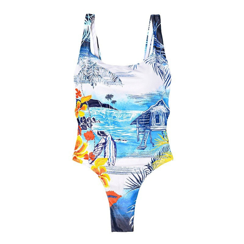 Dame hel jumpsuit badetøj med tropisk print og figurvenlig silhuet Stilla