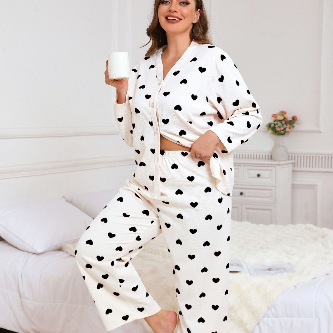 Dame natwear sæt med hjerter Stilla