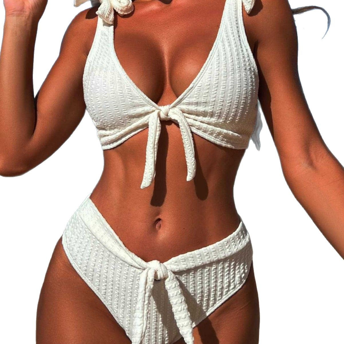 Dame bikini-sæt med raffinerede knude-detaljer og struktureret tekstur Stilla