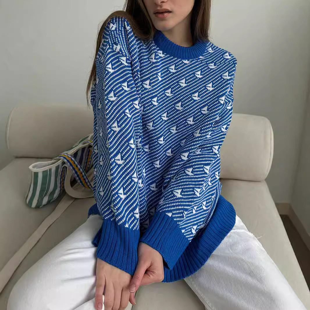 Femme mønstret Pullover Sweater Stilla