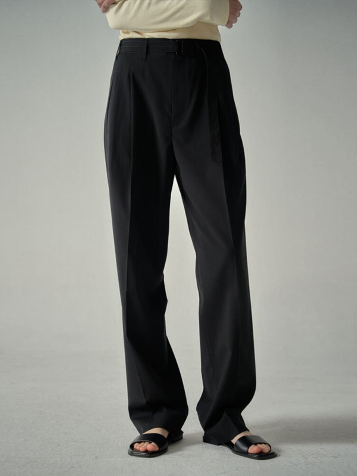 Dame elegant høj talje bukser med moderne snit og bindebælte Stilla