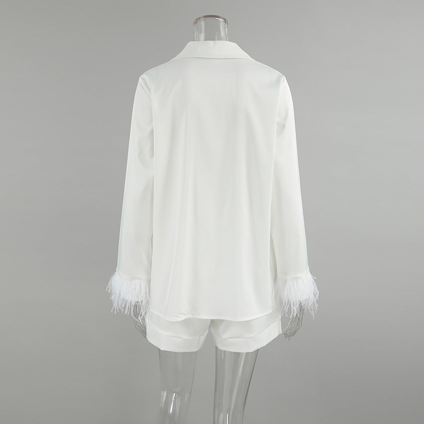 Dame afslappet satin natkjole med flæse detaljer Stilla