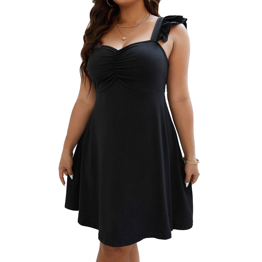 Dame afslappet sommerkjole med dekorative bånd og svingende skørt Stilla