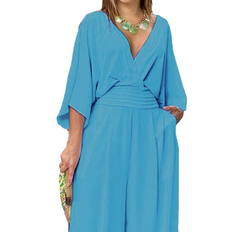 Dame jumpsuit med bredt ben og omslag design Stilla