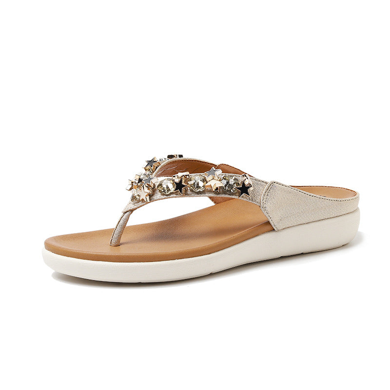 Dame trendy tær sandaler med funklerne glitrende sten Stilla