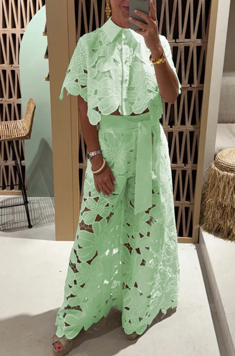 Dame elegante bluser og brede bukser Stilla