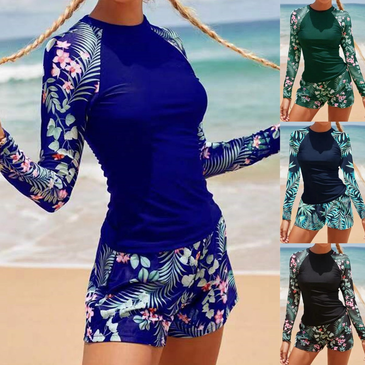 Dame UV-beskyttelse badedragt med lange ærmer og shorts Stilla