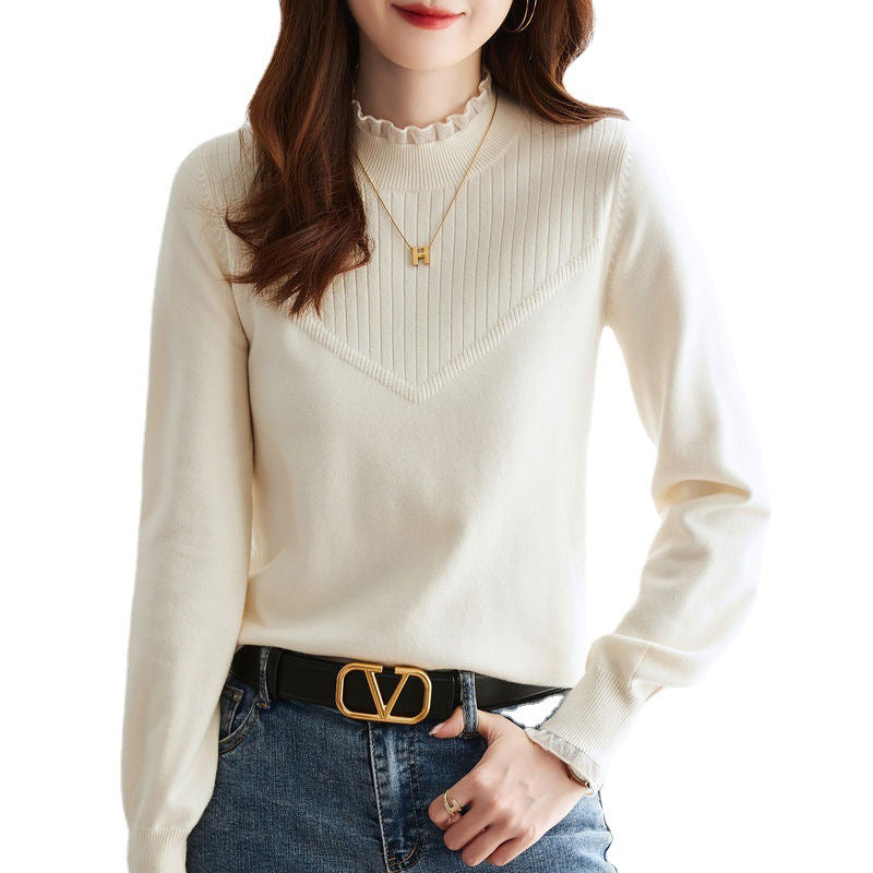 Dame elegant strikpullover med flæser Stilla