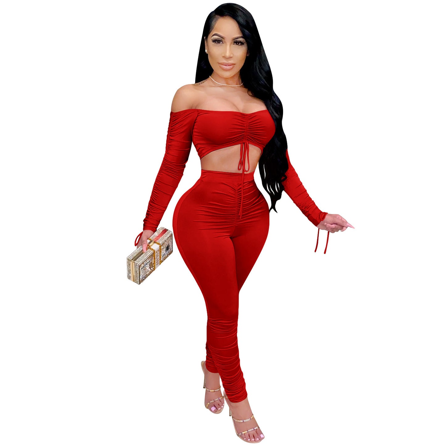 Dame Elegant Off-Shoulder Jumpsuit med raffinerede ruffles detaljer og figursyet pasform Stilla