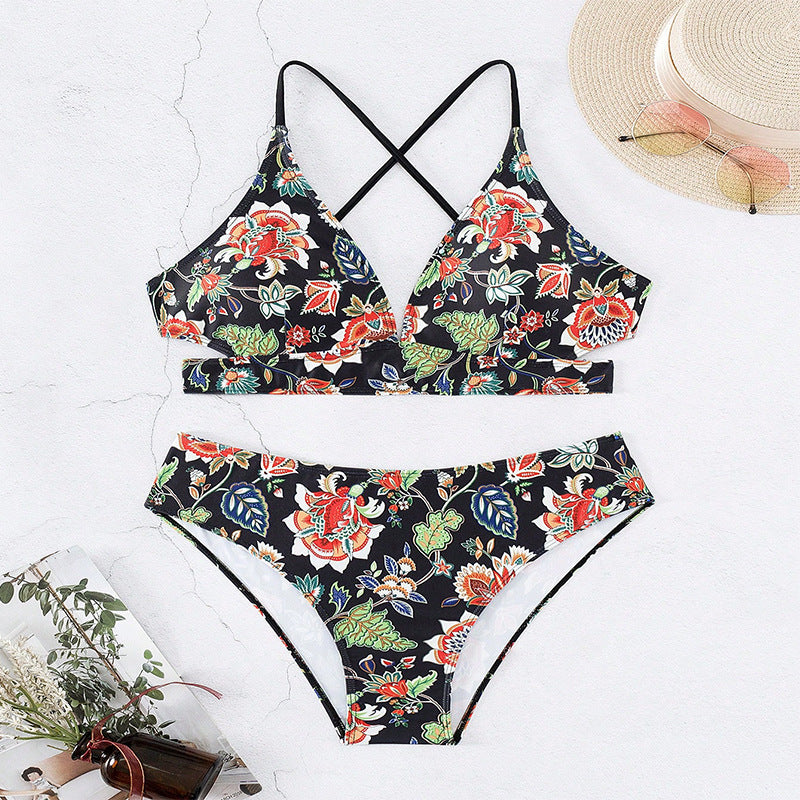 Dame Bikini-sæt med blomsterdesign og højtaljede underdele Stilla