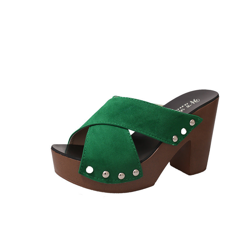 Dame Trendy Platform-Badedragter med Krydsbånd-Design Stilla