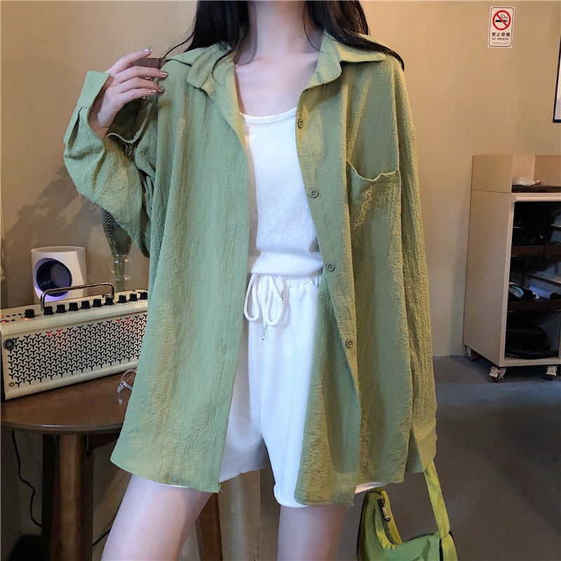 Femme Casual Struktureret Knaplukning Plus Size Skjorte Stilla