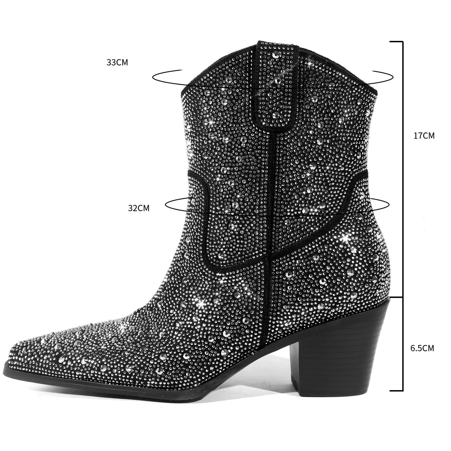 Femme Krystal-dekorerede Western Støvler Stilla