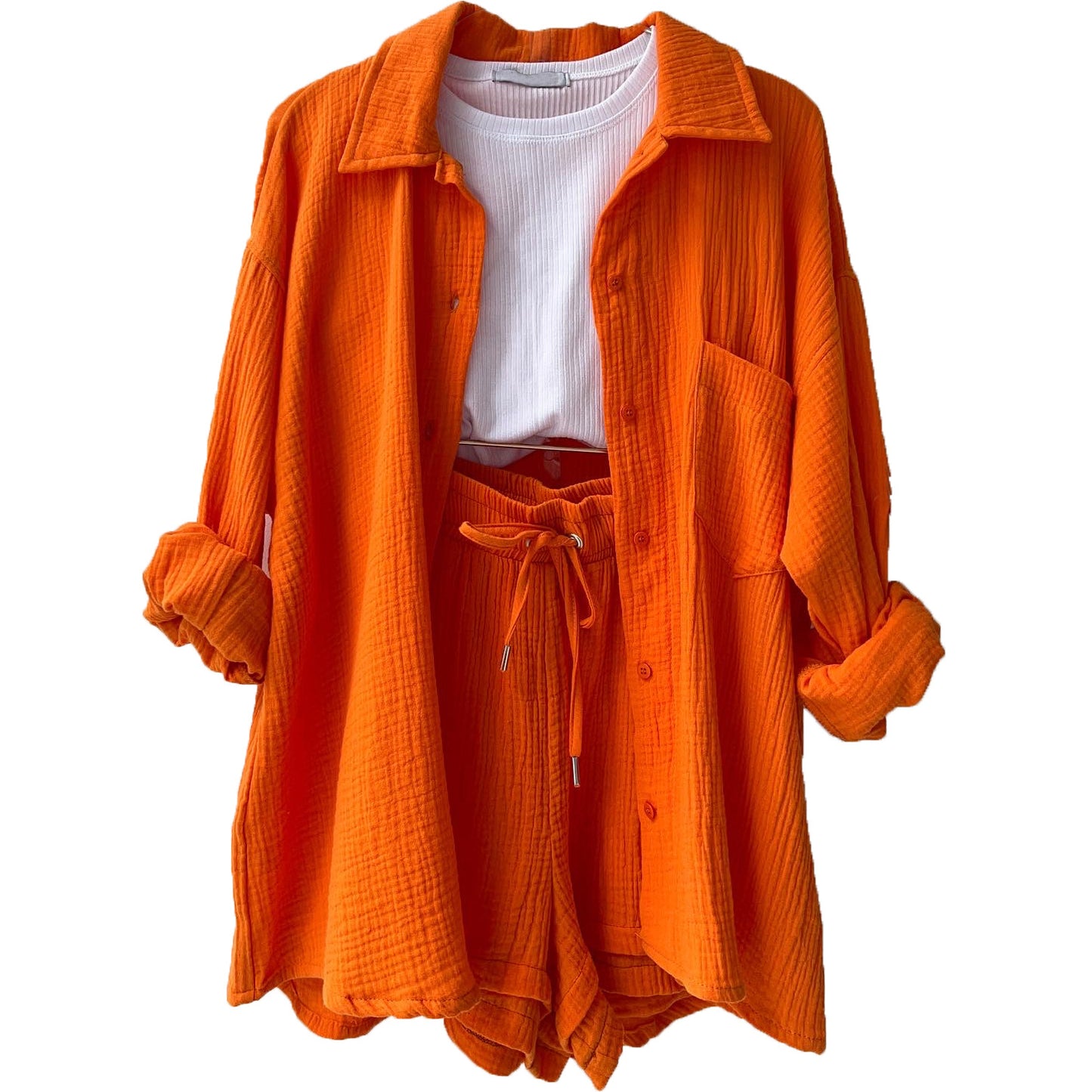 Dame afslappet overshirt med matchende shorts Stilla