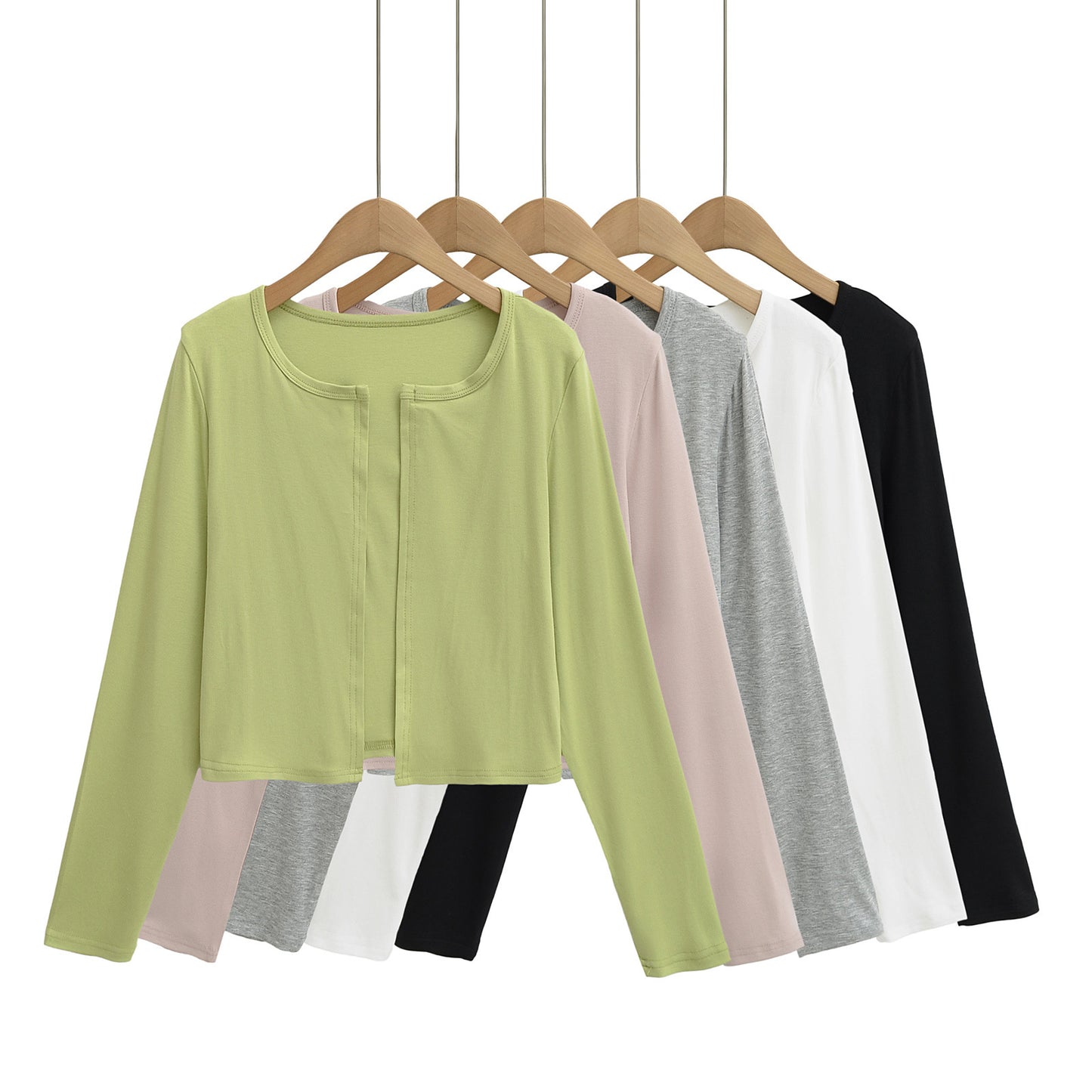 Dames afslappet longsleeve-jakke lavet af blødt svedmateriale med elegant rund halsudskæring Stilla