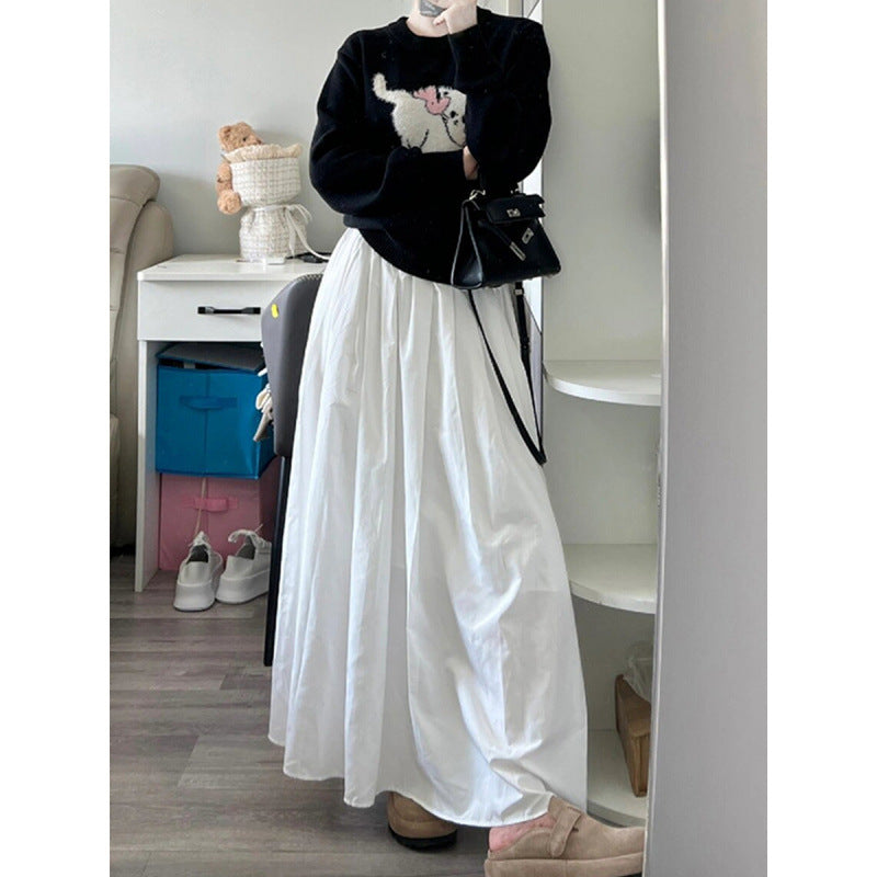 Dame A-linje Maxi-nederdele med plisseret design Stilla