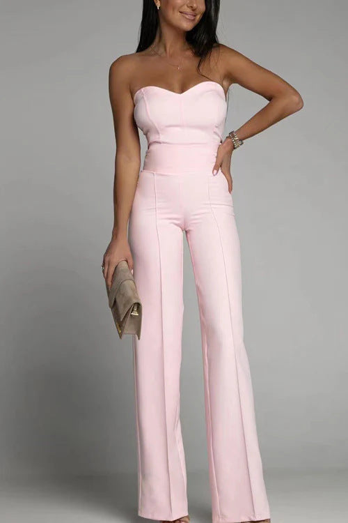 Dame jumpsuit med off-shoulder design og brede ben Stilla
