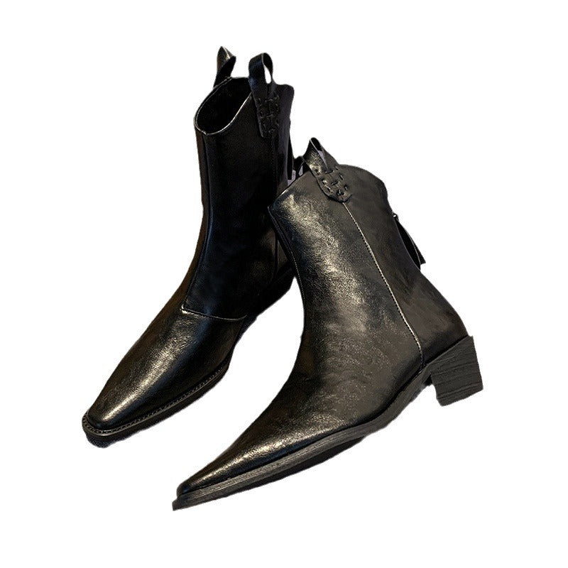 Dame elegant Chelsea-støvler med spids tå-design og robust blokhæl Stilla