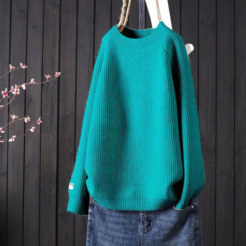 Dame afslappet ribstrik pullover med rund halsudskæring Stilla