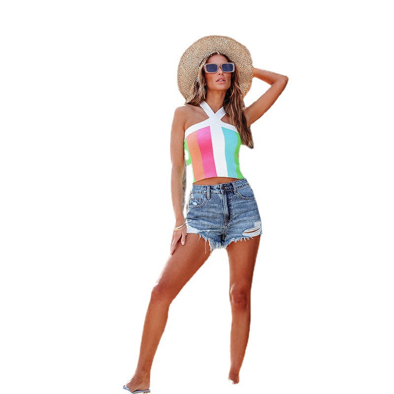 Dame Destroyed Denim-Shorts med høj talje og afslappet design Stilla