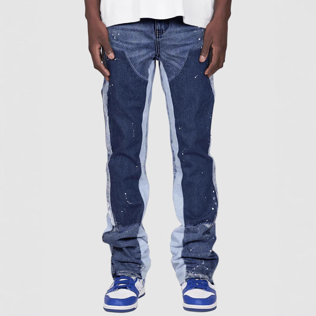 Herre Relaxed Fit Cargo-Jeans med individuelle vaskninger og lommer Stilla
