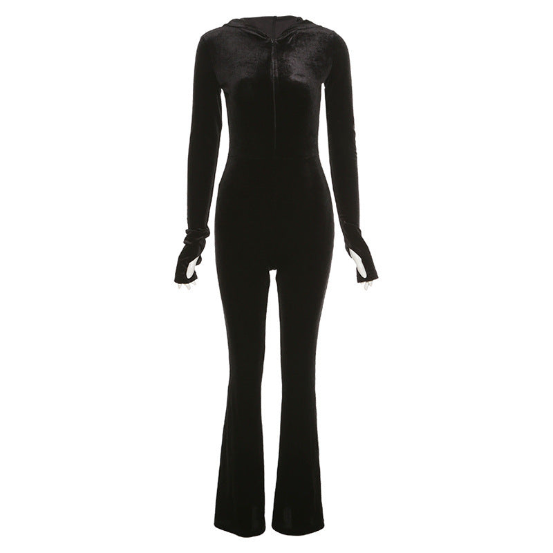 Dame elegant Jumpsuit med hætte og usædvanlig snit Stilla