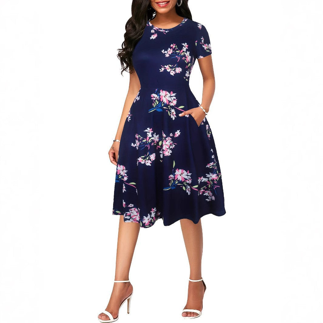 Dame Rockabilly Kjole med blomsterprint og svajende bund Stilla