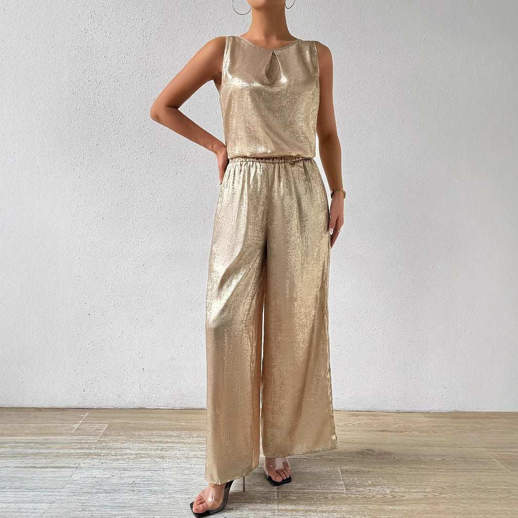 Dame jumpsuit med dyb rygudskæring og flydende silhuet Stilla