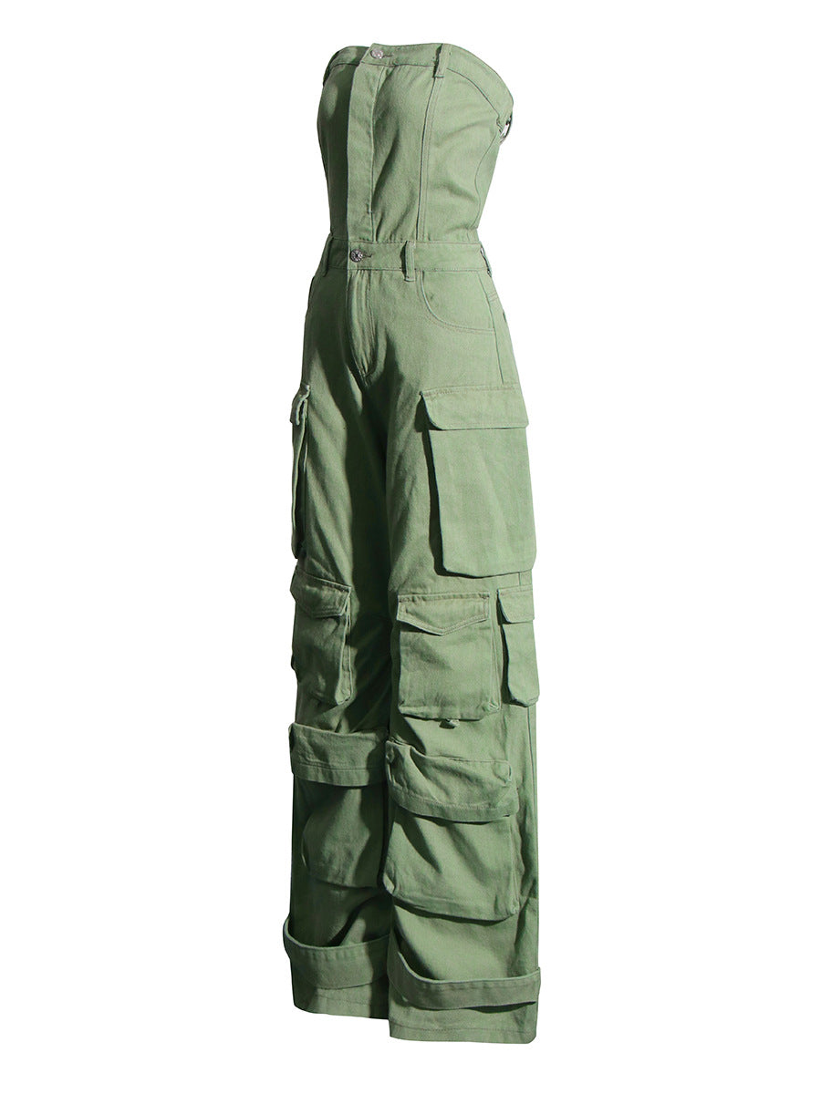 Dame Cargo- jumpsuit med smalt overdel og praktiske lommer Stilla