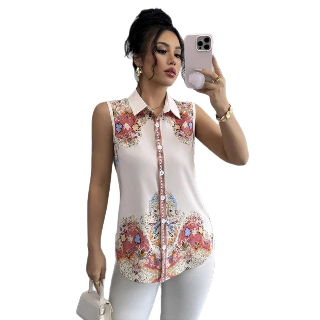 Dame Elegant Bluse med blomsterprint og kvalitetsknaplukning Stilla