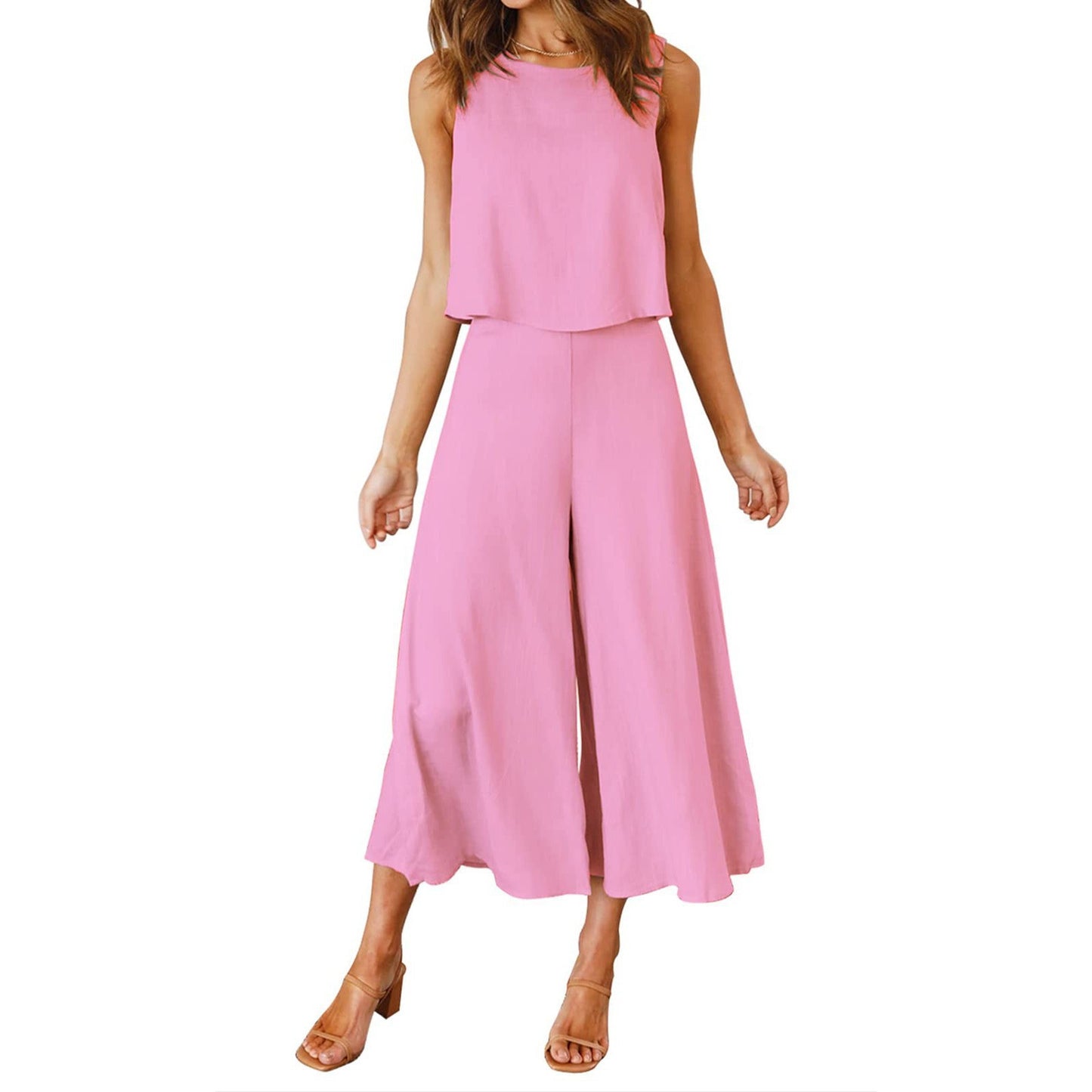 Dame luftig jumpsuit med bredt udskåret ben og elegant snit Stilla