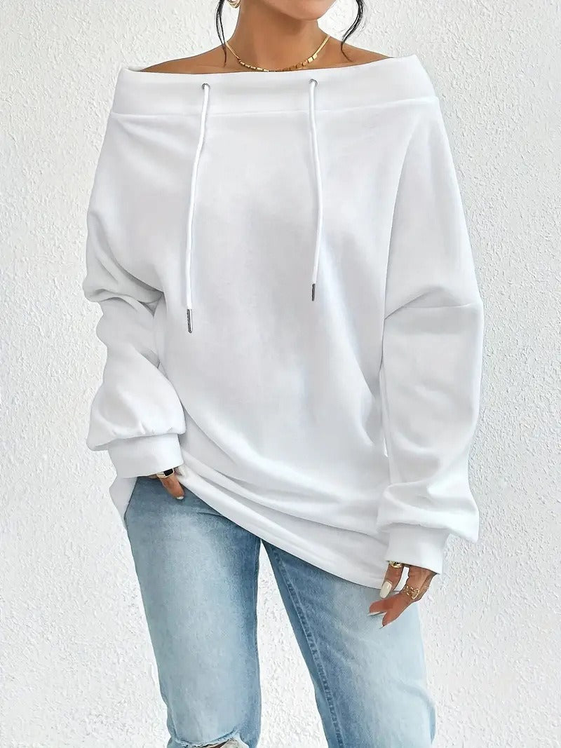 Dame Oversized Hoodie med åben skulder og afslappet snit Stilla