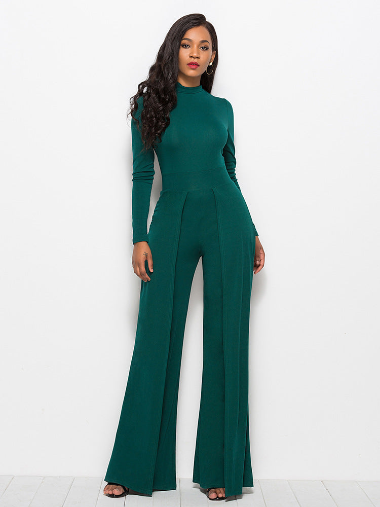 Dame Elegant Jumpsuit med højhalset design og vide ben Stilla