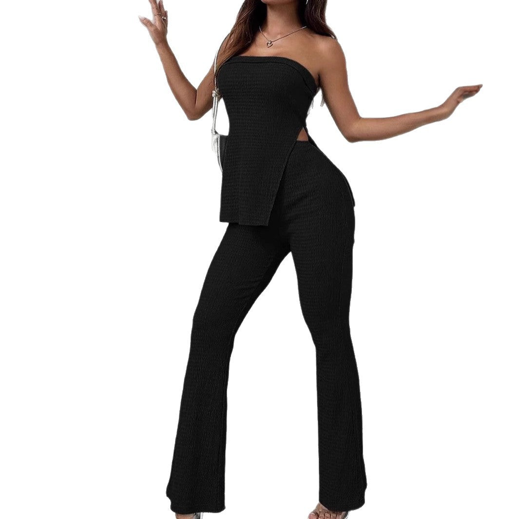 Dame Flared Jumpsuit med rynket top Stilla