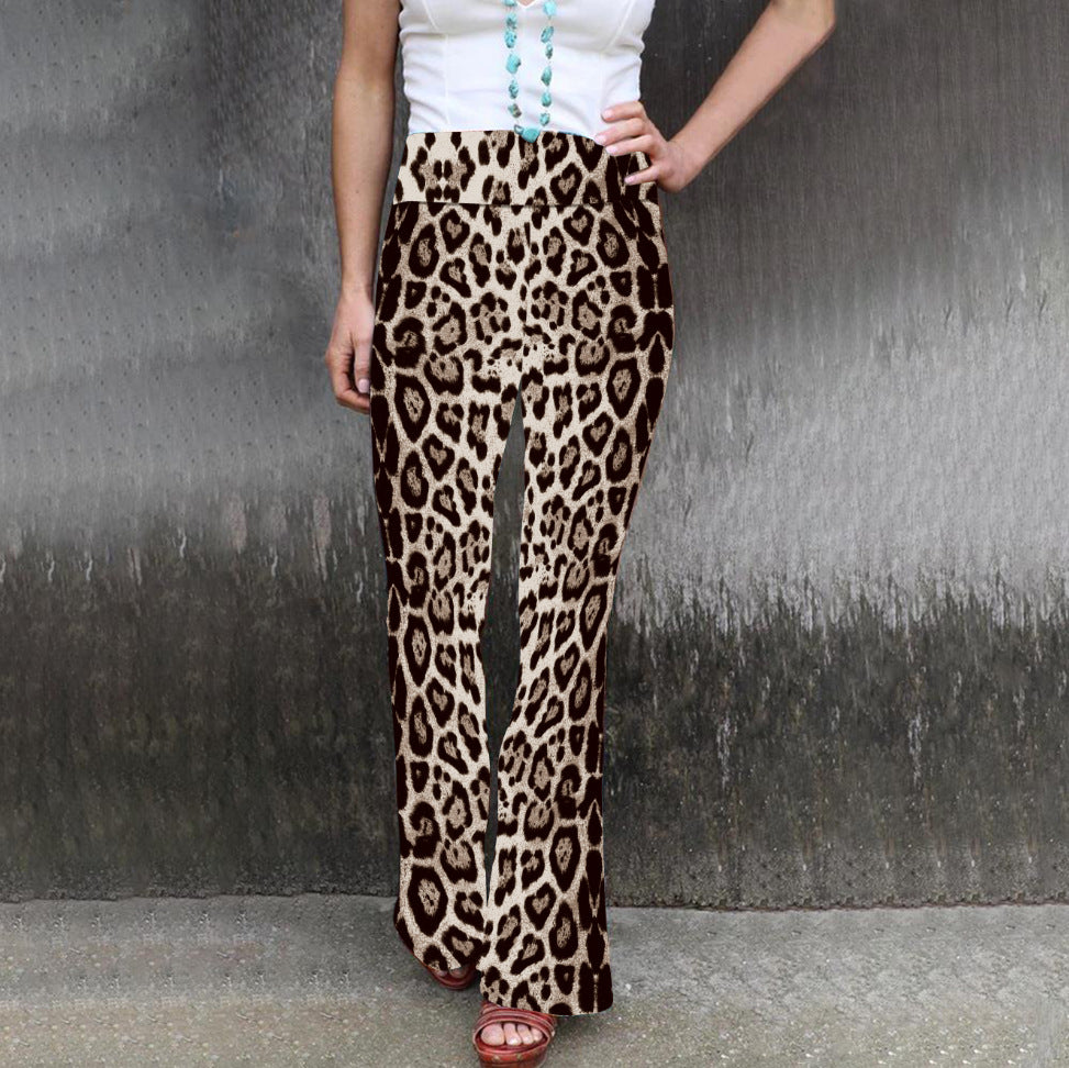 Dame Flared Leggings med farverigt stribemønster Stilla