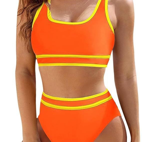 Dame Sporty Bikini-sæt med høj talje og kontraststriber Stilla