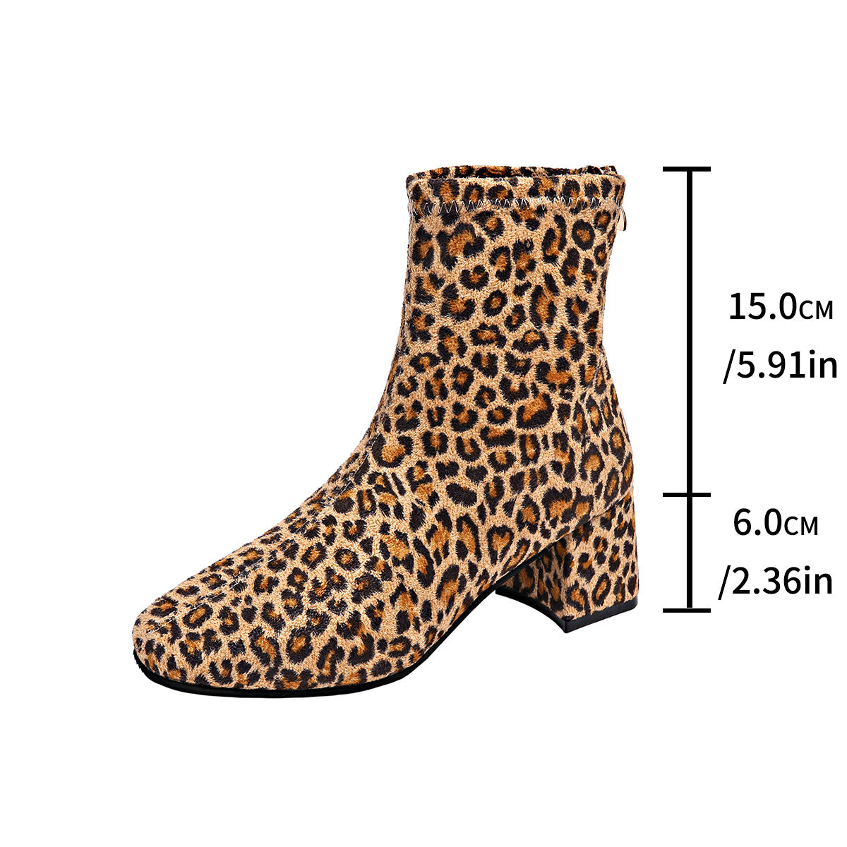 Dame Ankle Boots i iøjnefaldende leopardmønster med behagelig blokhælhæl Stilla