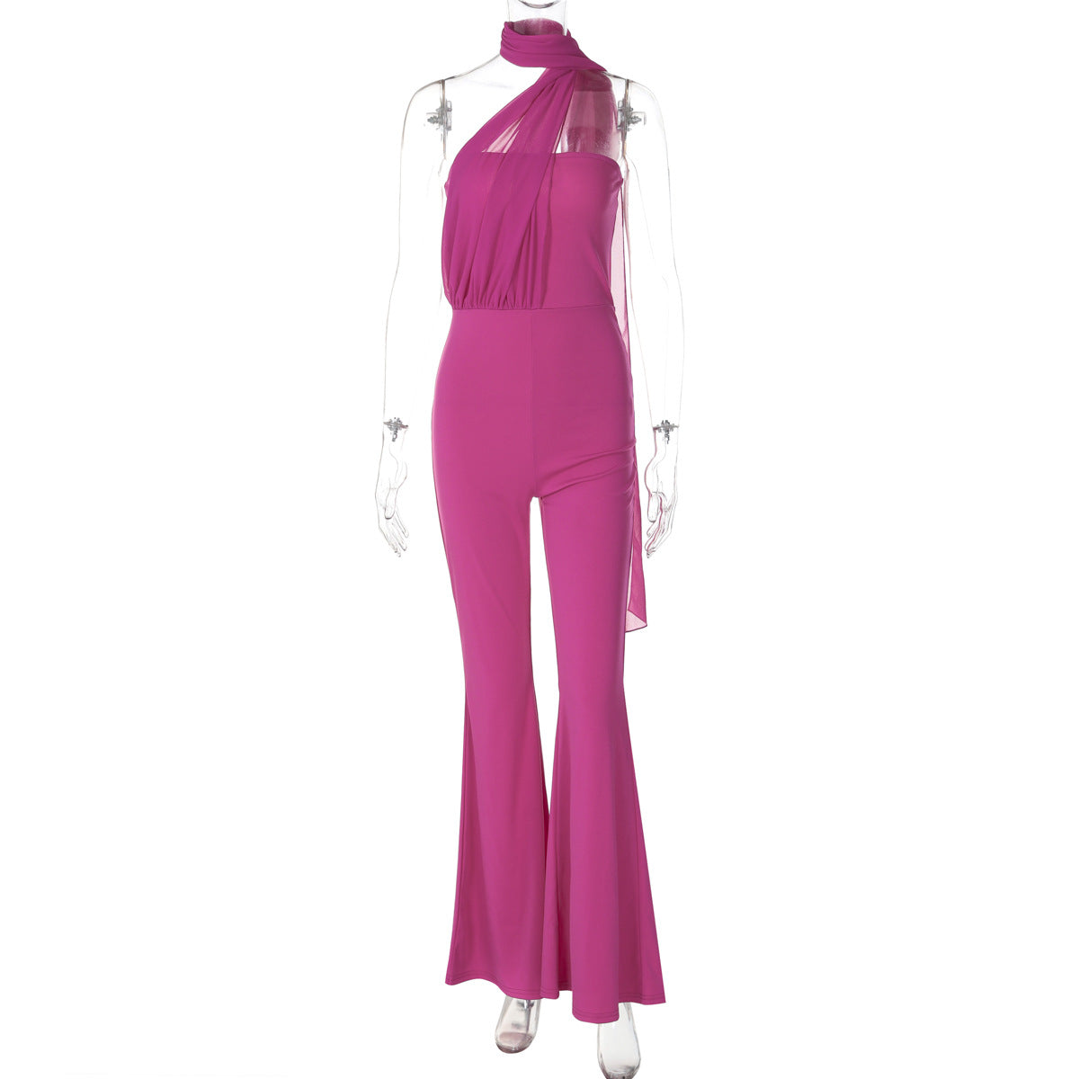 Dame Elegant Jumpsuit med asymmetrisk halterdesign og flydende split Stilla