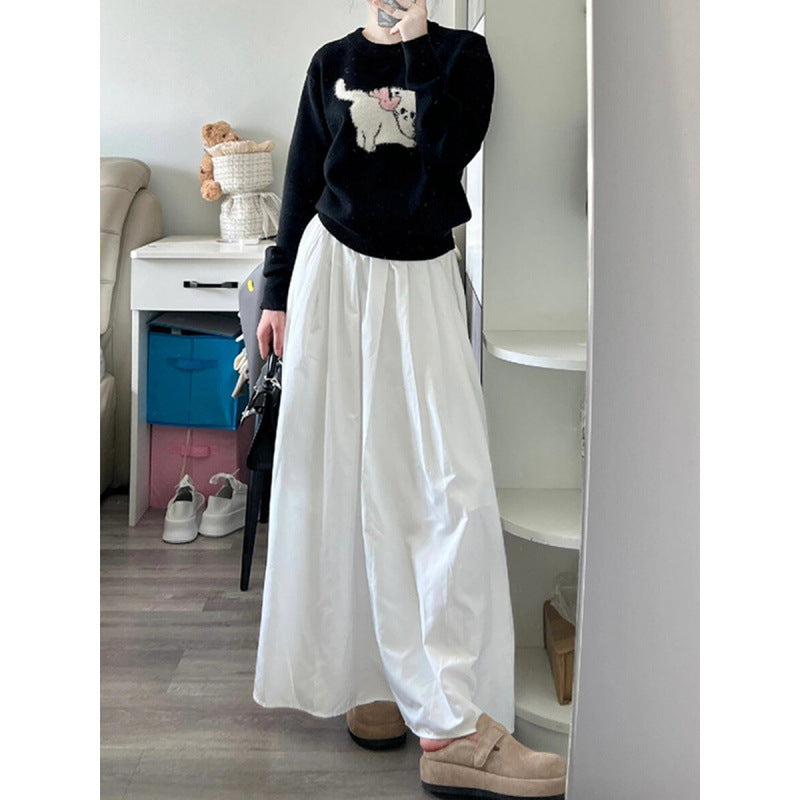 Dame A-linje Maxi-nederdele med plisseret design Stilla